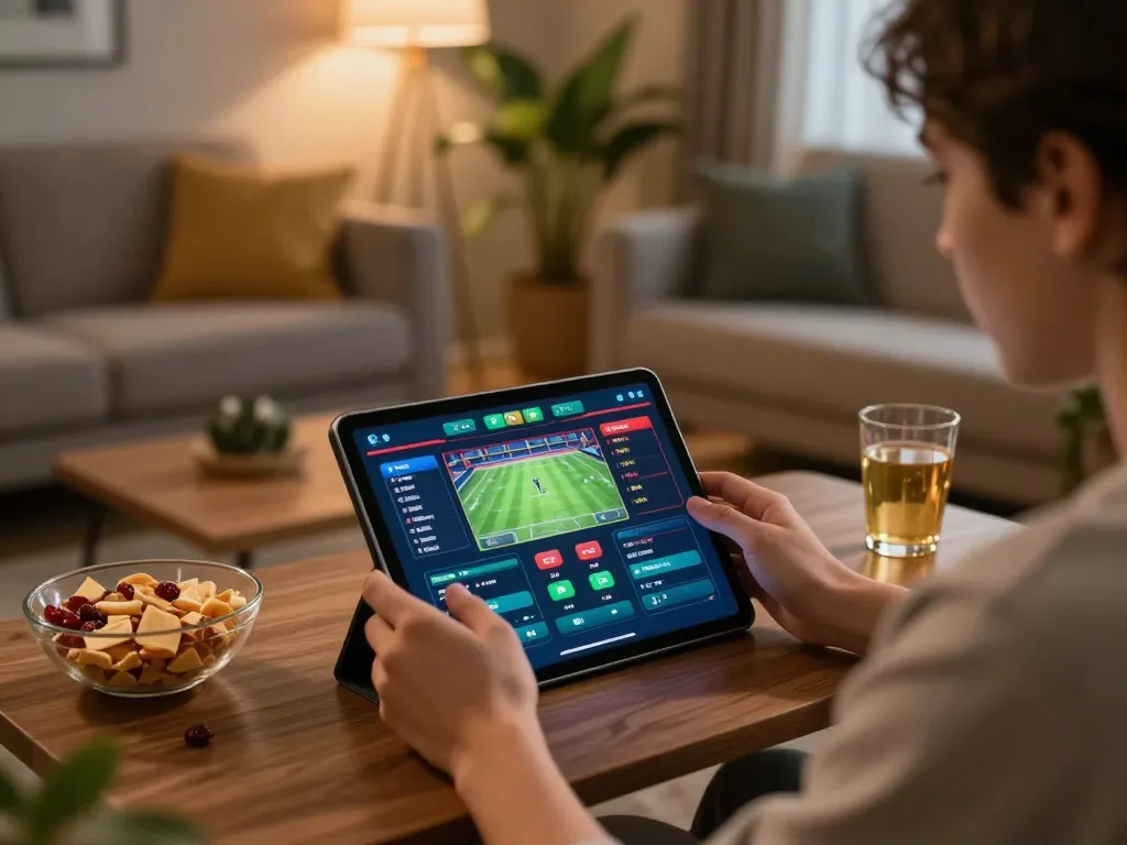 cloud-africa sports betting scene with user engaged in online gaming.