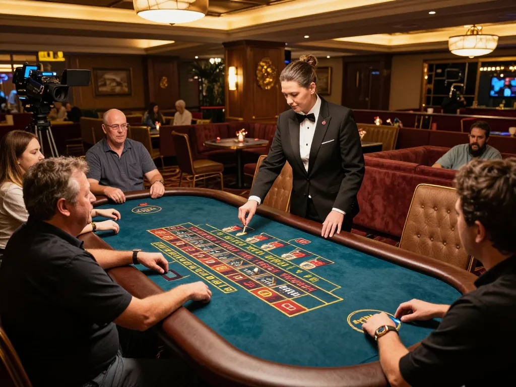 king33 players engaged in thrilling roulette game at an upscale casino setting
