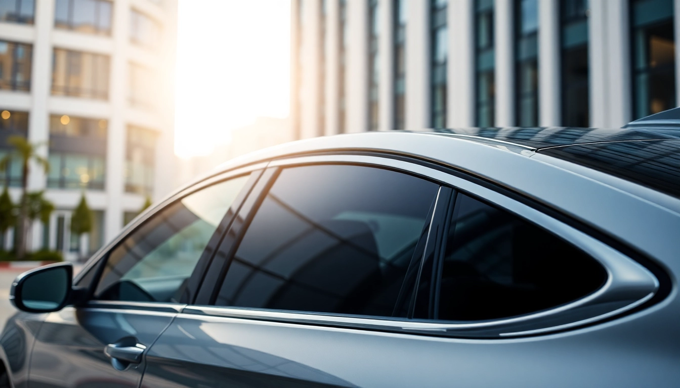 Find window tint near me with a sleek, professionally tinted car highlighting the benefits of window film.