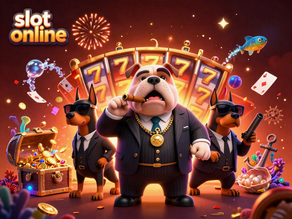 Mainkan slot online dengan karakter mafia dan elemen kasino yang meriah.