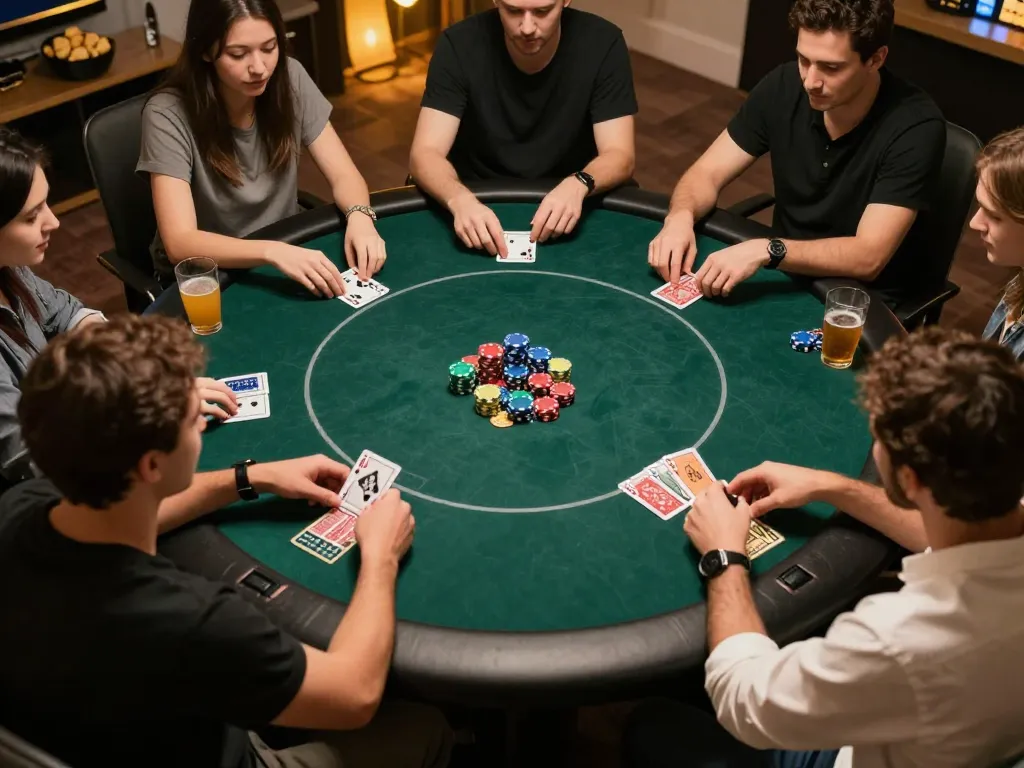 Players enjoying a thrilling online poker game experience with FB88 in a cozy atmosphere