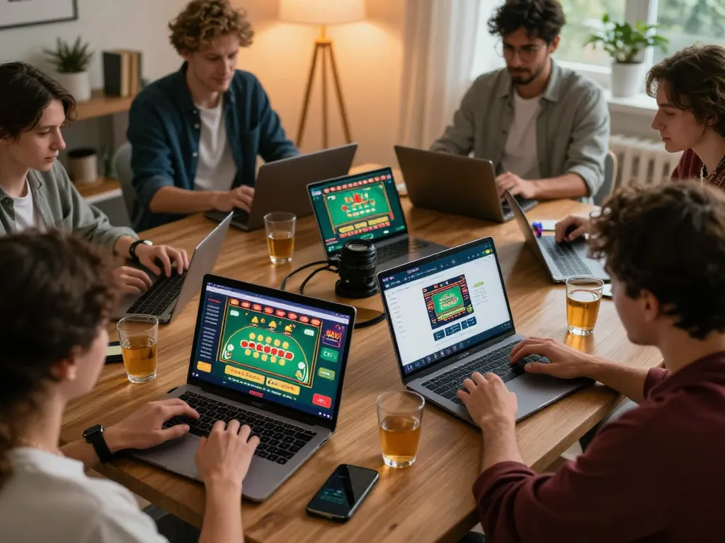 Engaging in gameplay on the sunwin platform during a cozy home gaming session with laptops.