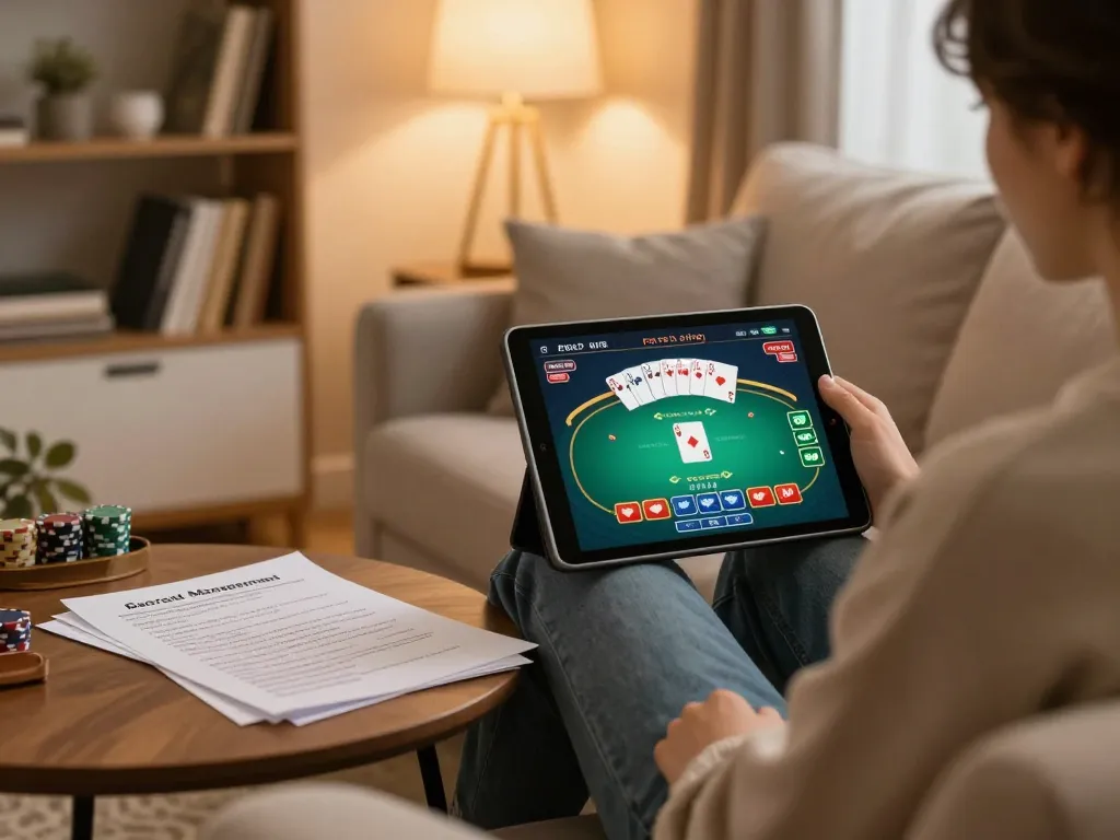 Engaged player enjoying a vibrant OPEN88 poker game at home while practicing responsible gaming strategies.