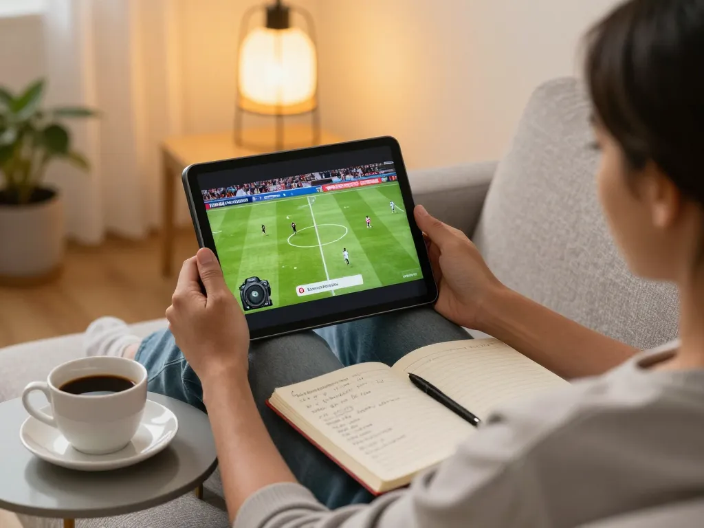 Socolive user streaming live soccer matches on a tablet from the comfort of home.