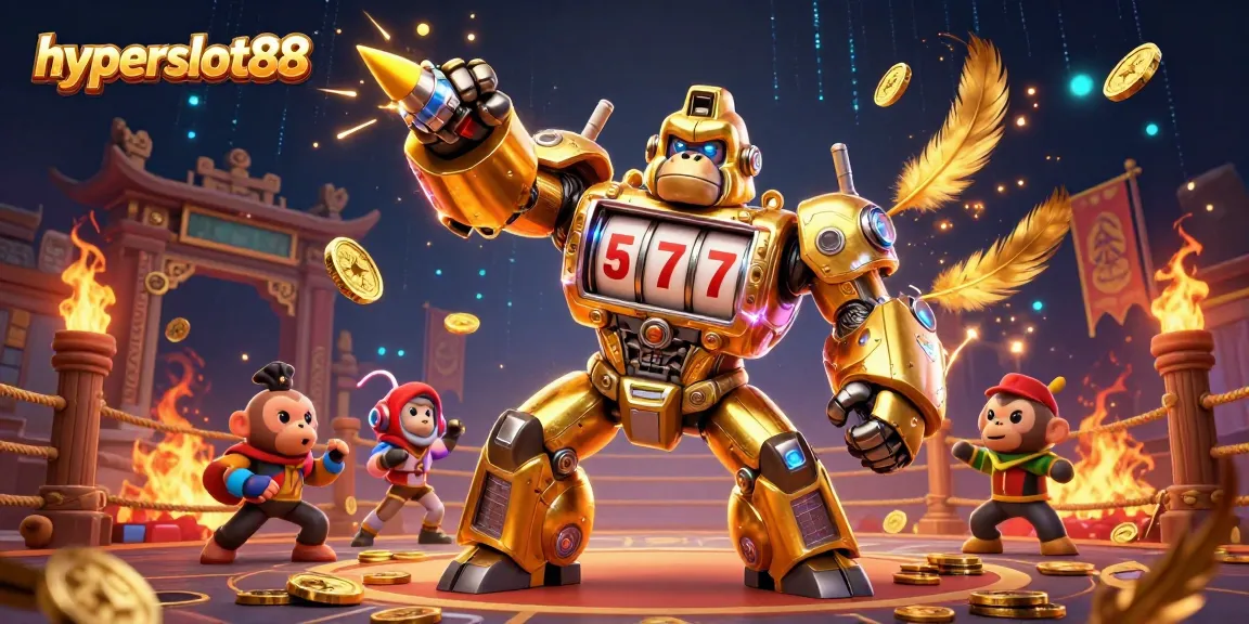 Engage with hyperslot88 as a golden gorilla mech dominates the thrilling casino universe.