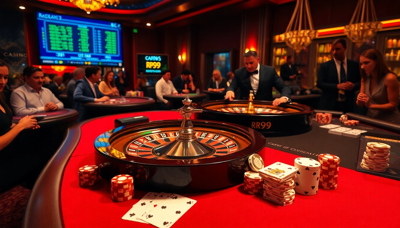 Experience thrilling gameplay with rr99 at a luxurious casino table filled with excitement.
