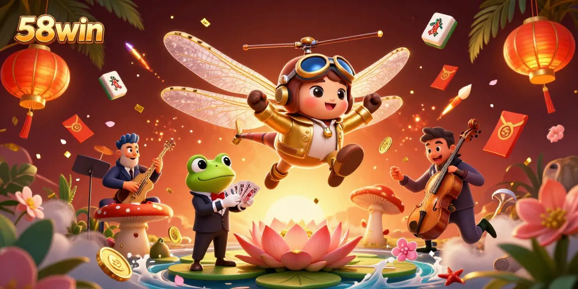 Experience the thrill of 58win with lively characters in a vibrant casino setting.