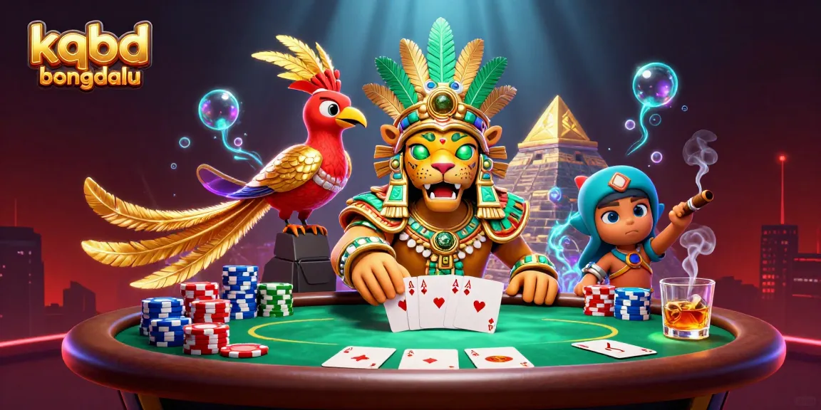 Engage with kqbd bongdalu's dynamic betting scene featuring vibrant poker elements and Mayan characters.