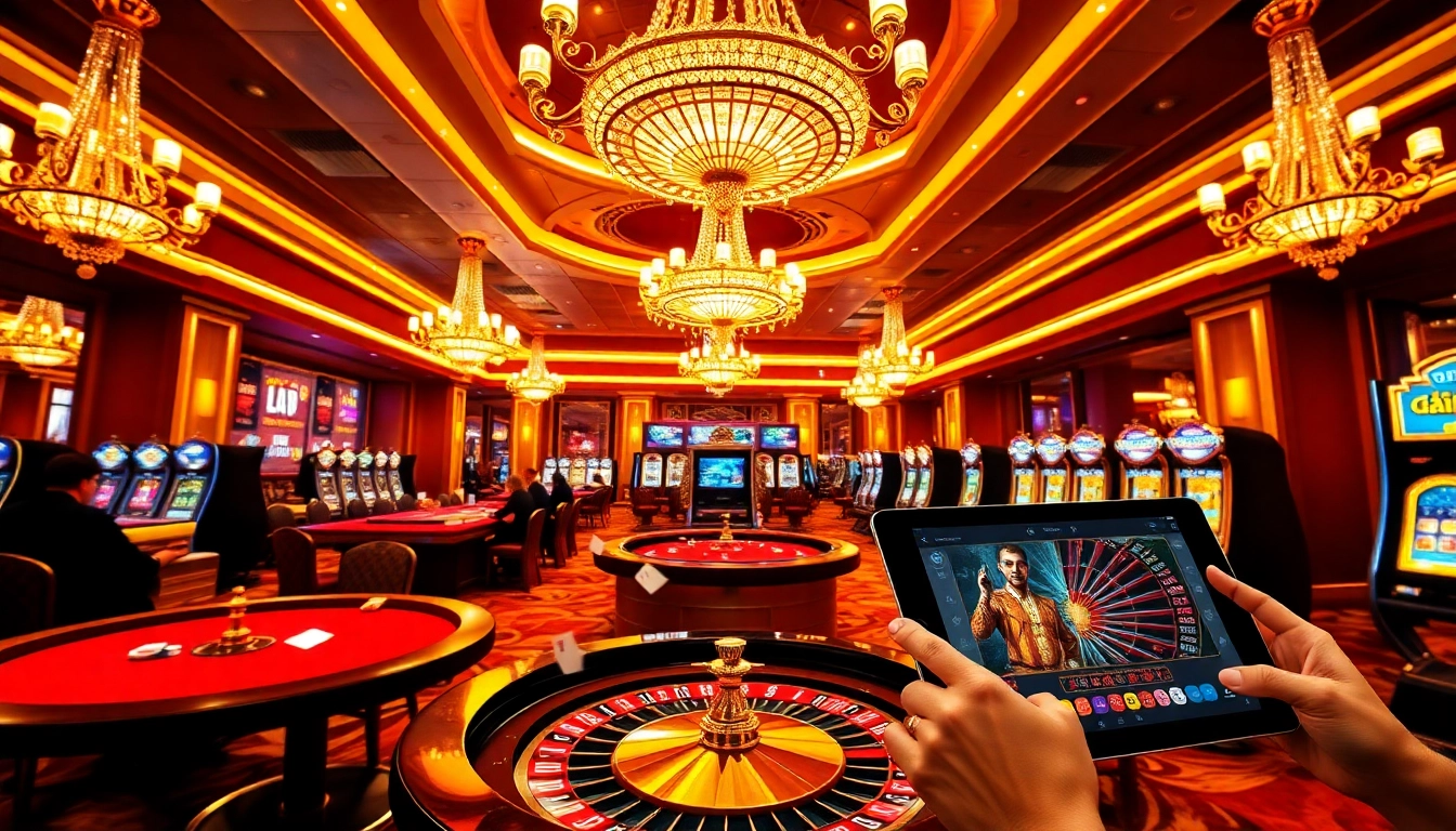 Engaged players enjoying games at https://rr88me.com/ in a dynamic, luxurious casino environment.