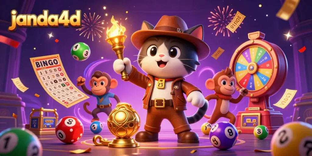 Permainan bernama janda4d dengan penjelajah kucing kartun 3D menemukan artefak kasino di kuil.