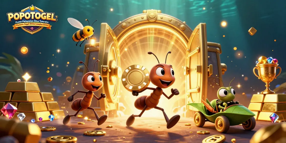 Ants execute a heist in POPOTOGEL: Pusat Pelayanan Situs Toto 4d & Pasaran Togel Online Lengkap 24Jam, dreaming of jackpots.