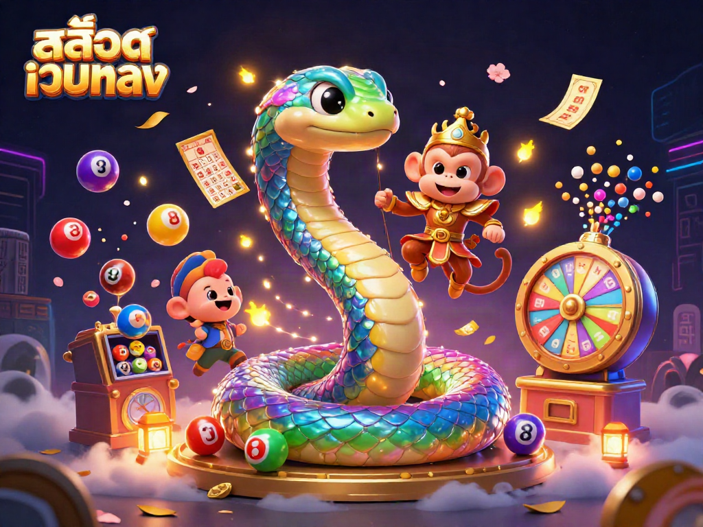 Experience the excitement of สล็อตเว็บตรง with our vibrant jungle-themed illustration.