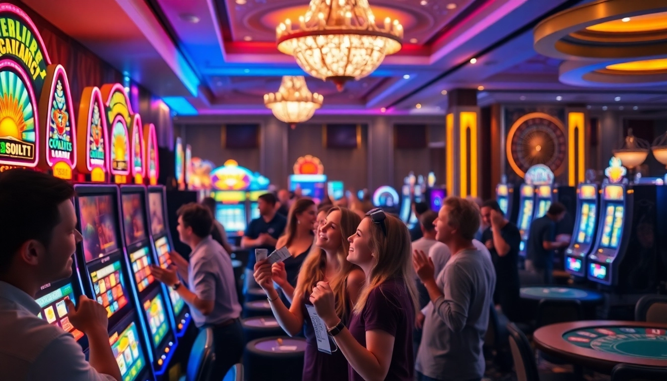 Spin the reels at a vibrant slot machine area filled with excitement and winning moments.