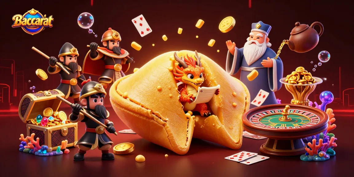 Baccarat game scene featuring a dragon and magical creatures around a baccarat table, creating a dynamic casino atmosphere.
