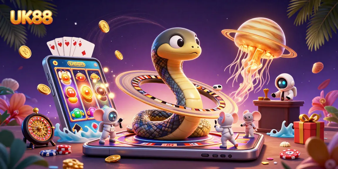 Play exciting games at UK88 with astronaut mice betting on cosmic roulette amidst dynamic casino elements!