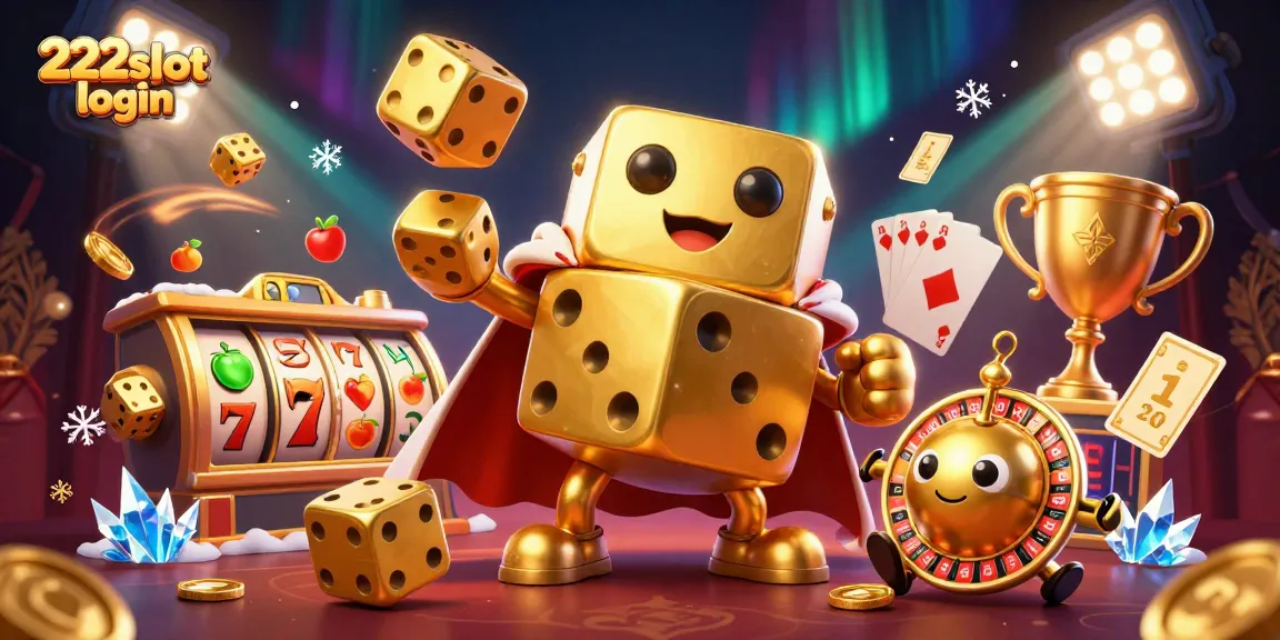 Masuk ke 222slot login untuk meraih jackpot mesin slot dengan simbol keberuntungan dan dadu emas.