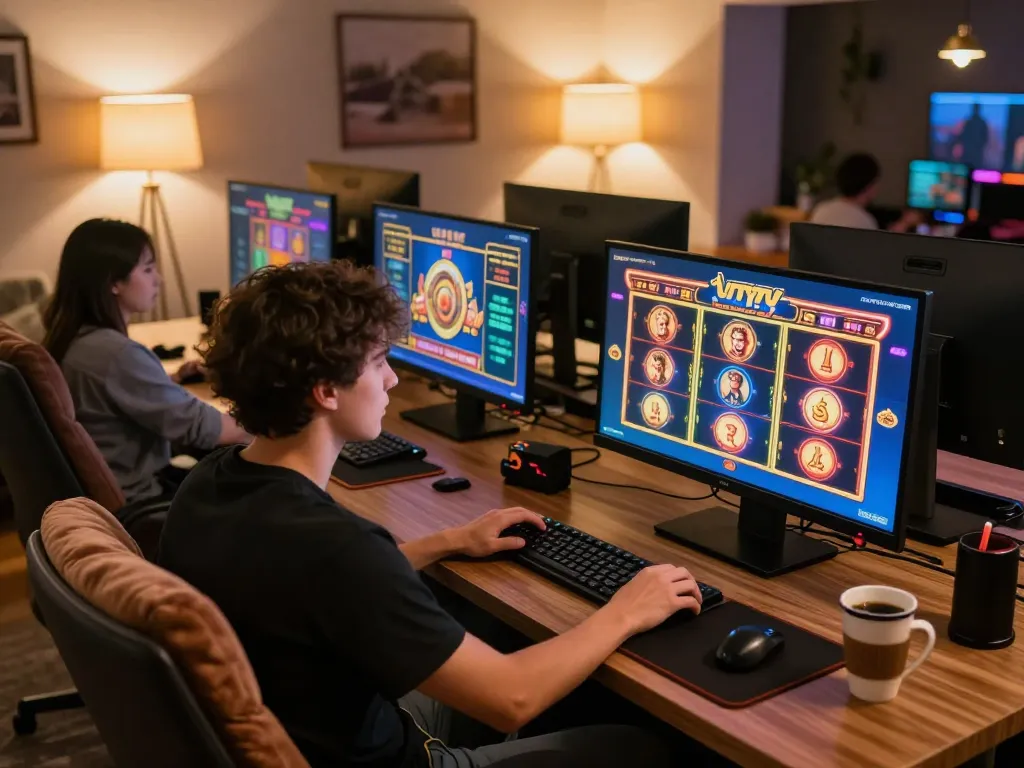 Experience the excitement of online slots at taixiusunwin.art in a cozy home setup.