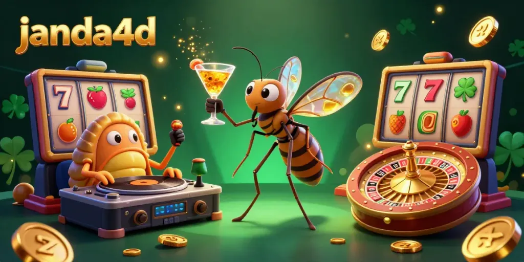 Janda4d menghadirkan kasino dengan simbol slot keberuntungan dalam ilustrasi 3D yang memukau.