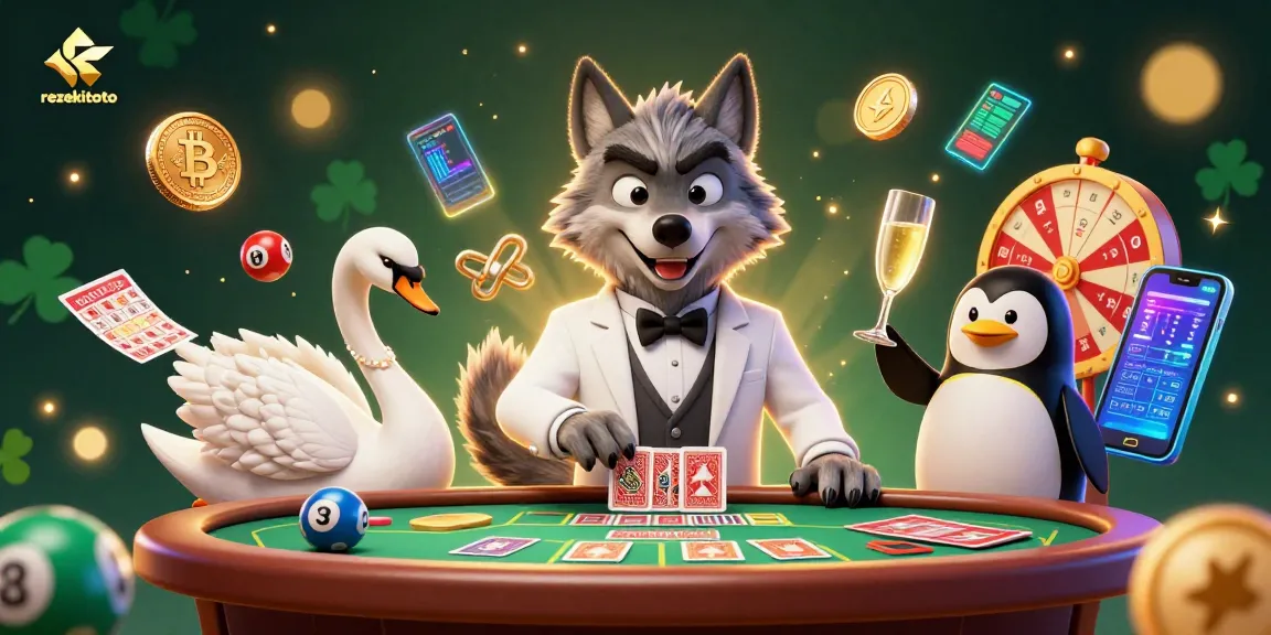 Engage in exciting lottery action with rezekitoto featuring vibrant characters and casino elements.