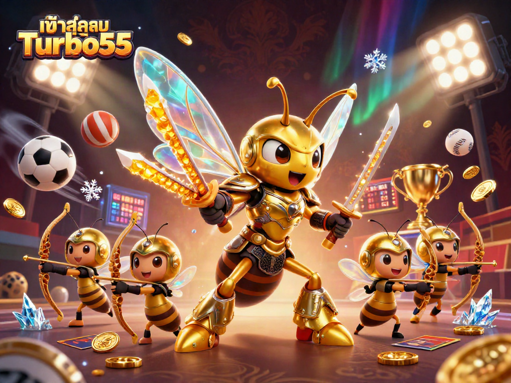 Engage in exciting gameplay with เข้าสู่ระบบ Turbo55 as bewitching characters and sports elements surround a vibrant casino scene.