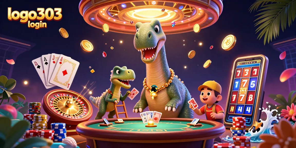 Mengakses logo303 login dengan karakter brontosaurus dan raptor yang penuh keberuntungan di kasino.