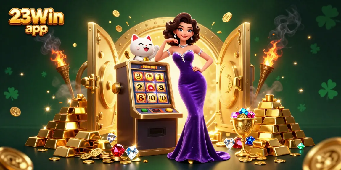 Experience the excitement with the 23Win app as a glamorous woman celebrates a jackpot win!