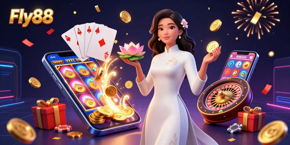 Play vibrant slot games at Fly88 amidst dazzling fireworks and elegant visuals.
