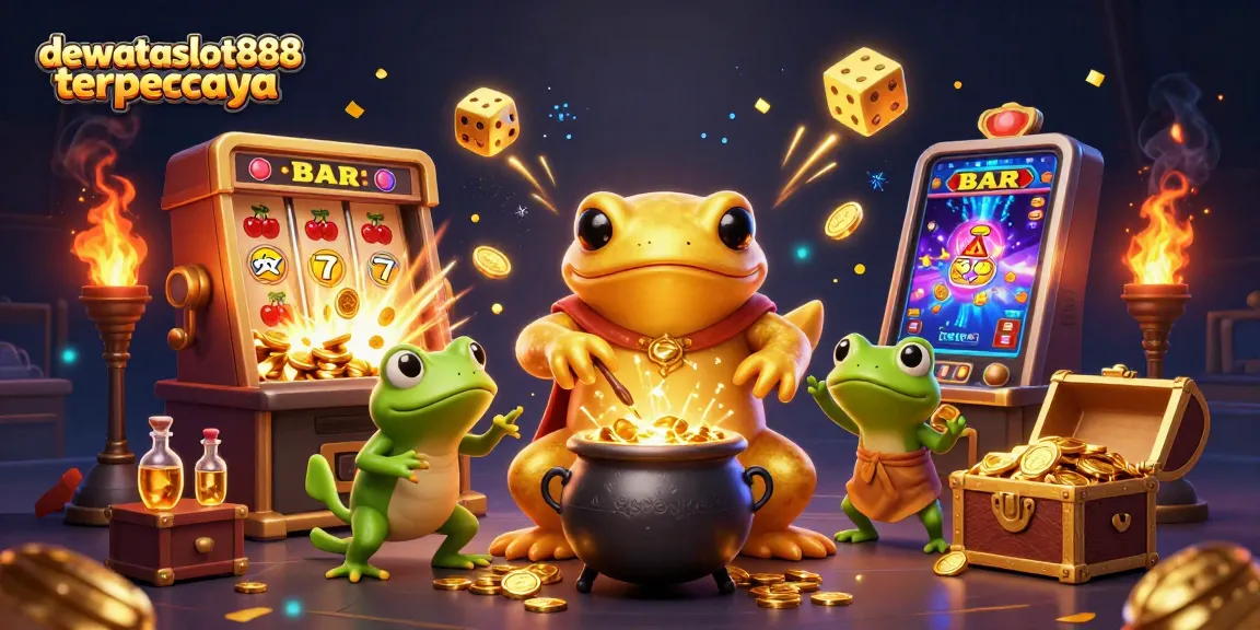 Permainan Ludo menarik di dewataslot888 terpercaya dengan karakter alkemis emas dan elemen kasino menyenangkan.