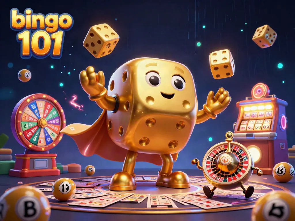 Bingo 101: Join the vibrant scene of the bingo game platform with dynamic characters and rich gaming elements.