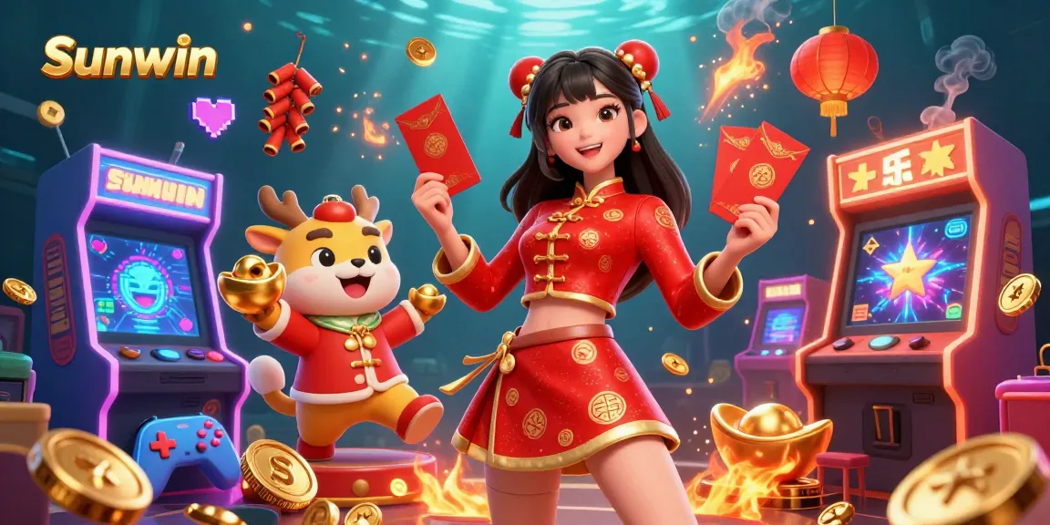 Experience the thrill of Sunwin with vibrant elements from a dynamic casino illustration.