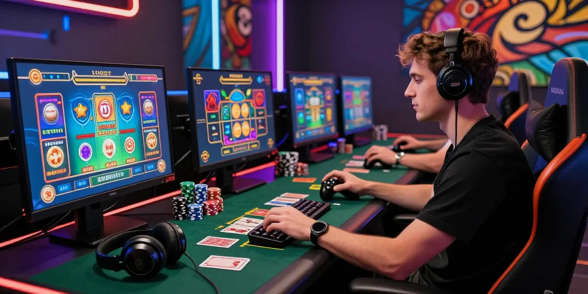 Active player enjoying online gaming at https://fau88.com/ with vibrant screens and casino elements