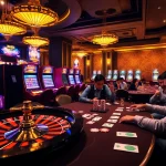 Enjoying a thrilling moment at k88win's luxurious online casino with vibrant slot machines and intense poker action.