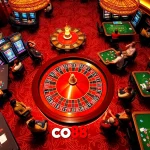 Experience high-stakes gambling at the co88 casino with luxurious tables and vibrant slot machines.