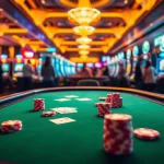 Experience high-stakes gaming with Xin88 at a luxurious poker table filled with chips and cards.