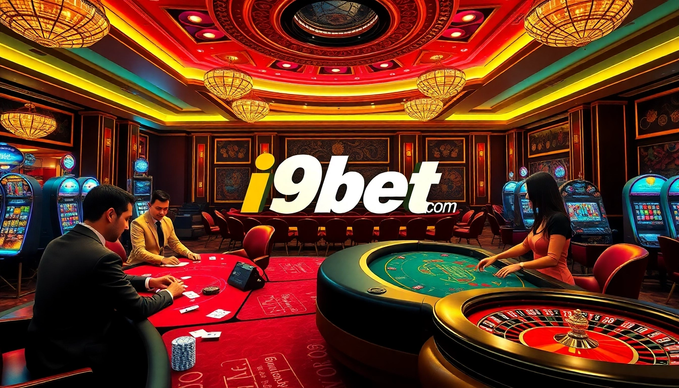 Immersed in the i9bet com experience, players enjoy high-stakes poker and roulette in a luxurious casino.