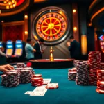High-stakes poker action at the MV88 casino with vibrant chips and excitement.