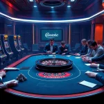 Gambling scene highlighting hidden wiki dark web elements with casino tables, chips, and excitement.