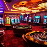 Experience the excitement of Sam86 with engaging slot machines and poker tables in a luxurious casino setting.