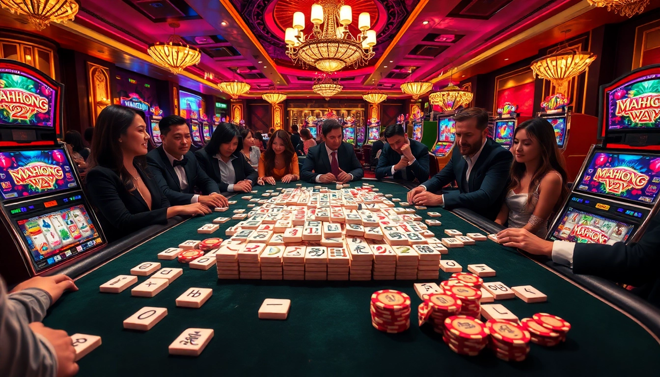 Experience the thrill of Mahjong Ways 2 in an exciting casino scene filled with action.