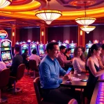 Excited players engaging with the slot777 gaming experience at a vibrant casino.