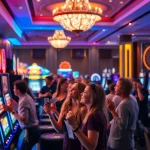 Spin the reels at a vibrant slot machine area filled with excitement and winning moments.