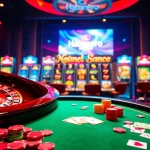Habanero Systems themed casino scene with slot machines and table games in action.