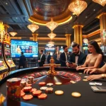 Exciting OLYMPUS88 casino scene showcasing luxurious slot machines and vibrant gaming action.