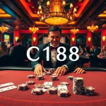 Players enjoy a vibrant live casino experience at c168.sh with high-stakes poker and glamorous decor.