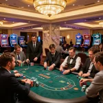 Players at kp88vip poker tables strategizing for winning hands in a vibrant casino environment.