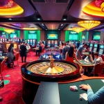 Exciting casino gaming scene featuring 3Dbet elements with roulette wheel and slot machines.