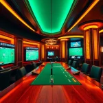Situs Judi Bola betting scene showcasing a sleek sports betting area with excitement around the 2026 World Cup.