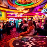 Players enjoying a thrilling experience at the slot777 login section in a vibrant casino atmosphere.