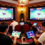 Exciting online betting scene at https://ga179i.com/ with players enjoying live cockfighting and vibrant interfaces.
