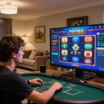 Engaging online gaming scene showcasing TO288 interface, person intensely playing from home.